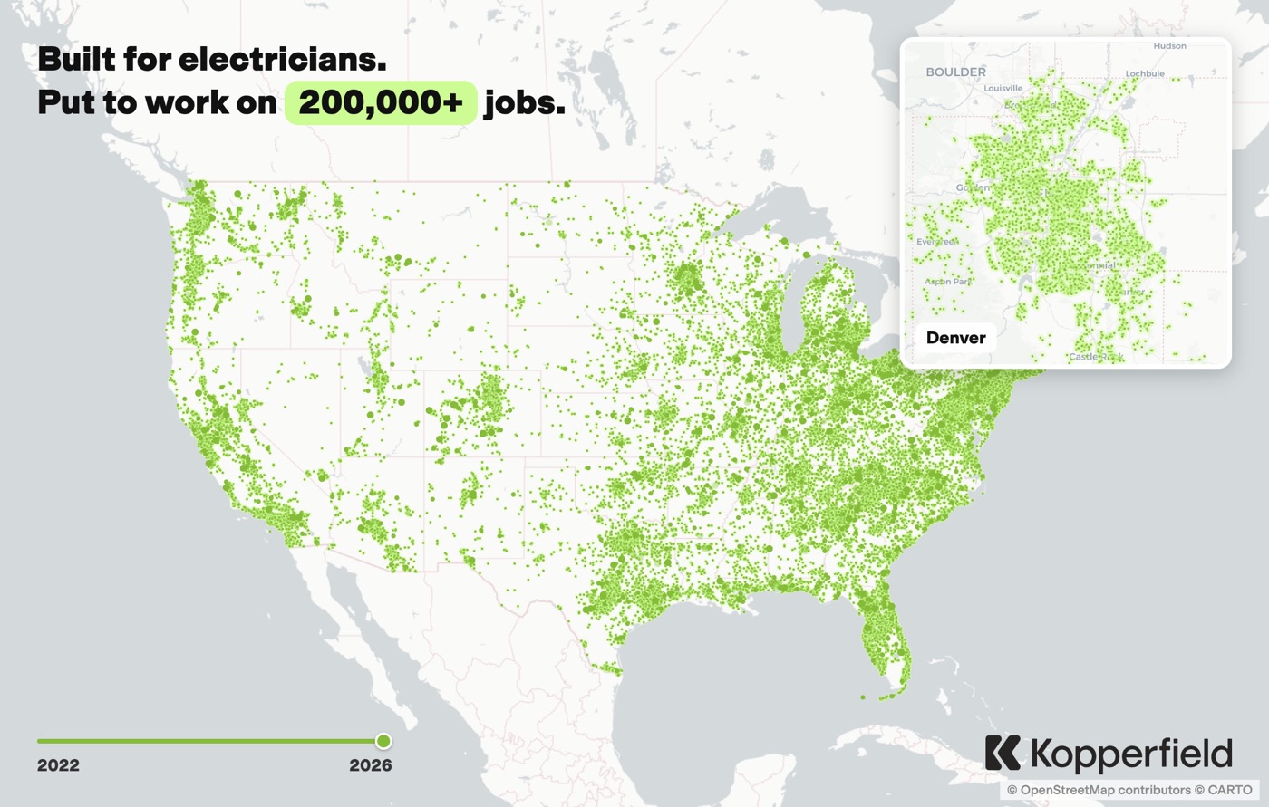 Map of locations served by Kopperfield